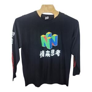 Vintage Nintendo N64 Japanese Long Sleeve T-Shirt Top Mens Sz XL Black